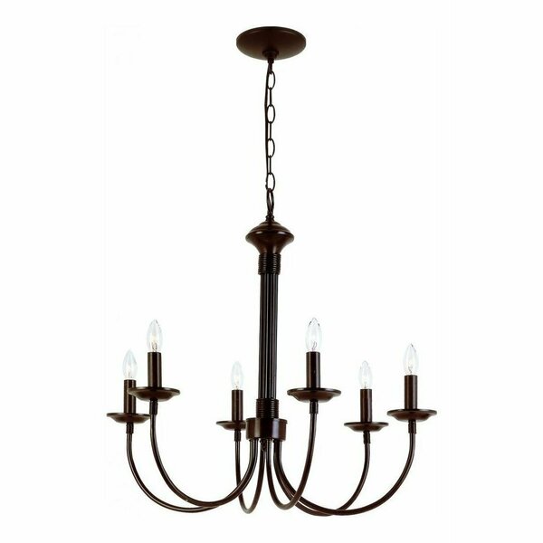 Trans Globe Six Light Rubbed Oil Bronze Up Chandelier 9016 ROB